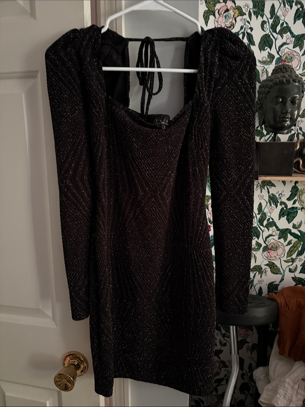 Trixxi Black Sparkle Long-Sleeve Mini Dress